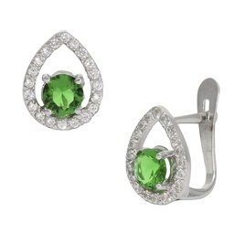 [P1252] PENDIENTES ORO BLANCO 18KL VERDE