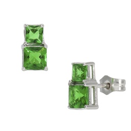 [P1258] PENDIENTES ORO BLANCO 18KL VERDE