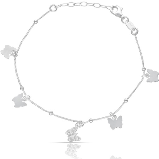 PULSERA PLATA 925MM MINI CHARMS MARIPOSAS