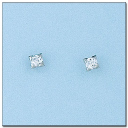 [P6073] PENDIENTES ORO BLANCO DE 18KL - 3X3