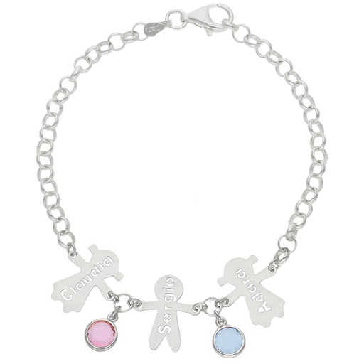 PULSERA PLATA 925MM NIÑOS + PIEDRAS