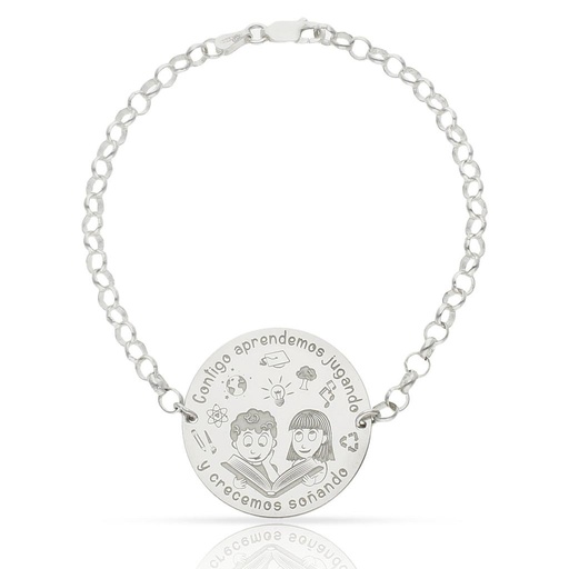 PULSERA PLATA 925MM NIÑOS LIBRO + FRASE - 28MM