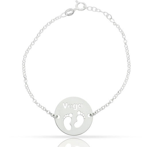 PULSERA PLATA 925MM NOMBRE + PIES