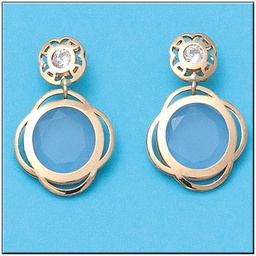 [P735] PENDIENTES ORO DE 18KL AZUL CIRCONITAS