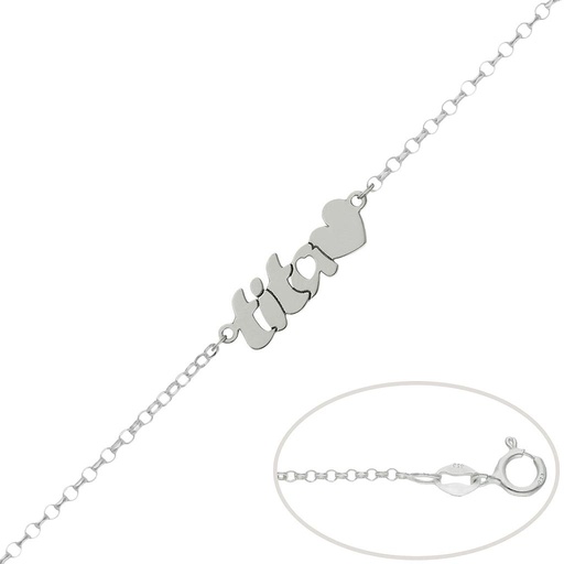 PULSERA PLATA 925MM TITA + CORAZON