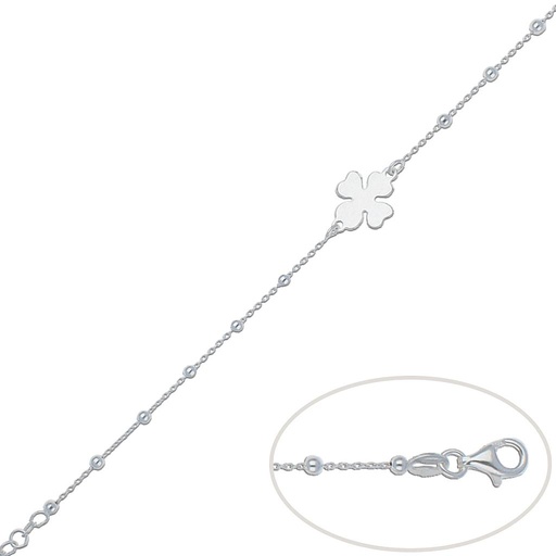 PULSERA PLATA 925MM TREBOL + BOLAS
