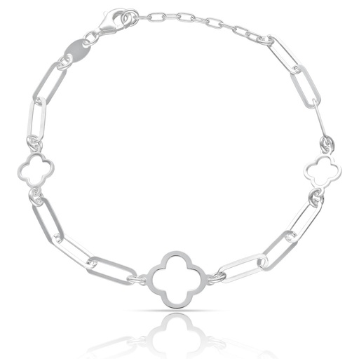 PULSERA PLATA 925MM TREBOL + ESLABONES