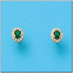 [P575] PENDIENTES ORO DE 18KL CRISOPAL VERDE