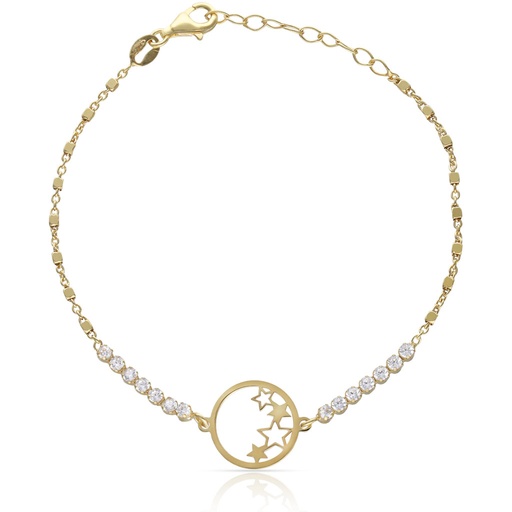 PULSERA PLATA CHAPADA EN ORO CIRCULO ESTRELLAS