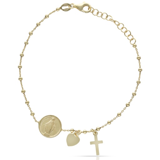 PULSERA PLATA CHAPADA EN ORO MILAGROSA + CRUZ SAN BENITO ** AGOTADO TEMPORALMENTE**