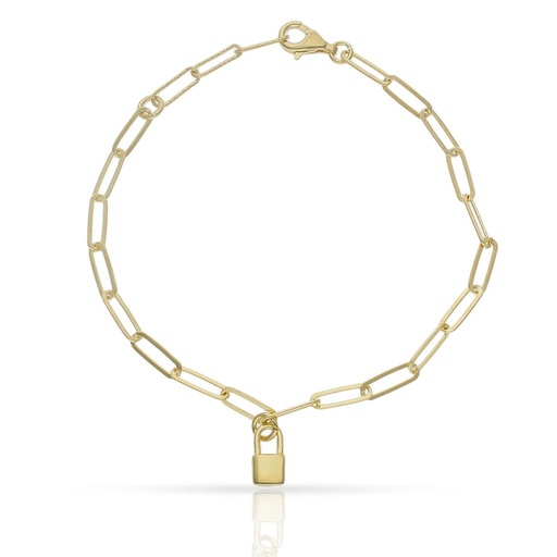 PULSERA PLATA CHAPADA ORO CANDADO
