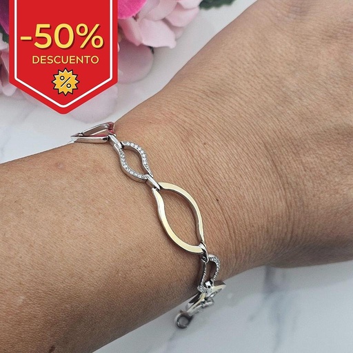 PULSERA PLATA Y ORO CHAPADO CIRCONITAS