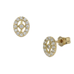 [P1067] PENDIENTES OVAL ORO 18KL CIRCONITAS