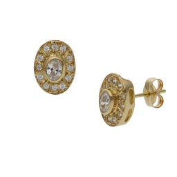 [P1395] PENDIENTES OVAL ORO 18KL CIRCONITAS - 8x10MM