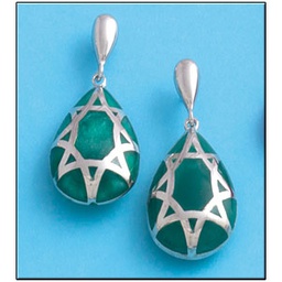 [AG1406] PENDIENTES RESINA VERDE PLATA 925MM