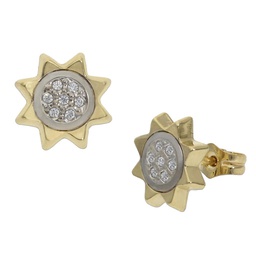 [P1050] PENDIENTES SOL ORO 18KL CIRCONITAS - 9MM