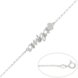 [AG255] PULSERA AMIGA + CORAZON PLATA 925MM 