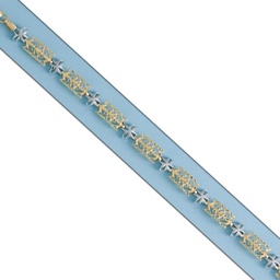 [PU1292] PULSERA BICOLOR CALADA ORO 18KL