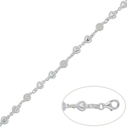 [AG188] PULSERA CORAZONES + BOLAS PLATA 925MM