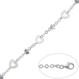 [AG176] PULSERA CORAZONES PLATA 925MM