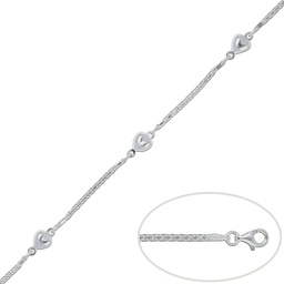 [AG184] PULSERA CORAZONES PLATA 925MM