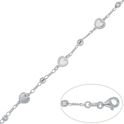 [AG161] PULSERA CORAZONES PLATA 925MM