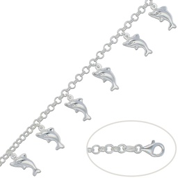 [AG191] PULSERA DELFINES PLATA 925MM