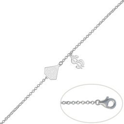 [AG173] PULSERA DIAMANTE + DOLAR PLATA 925MM