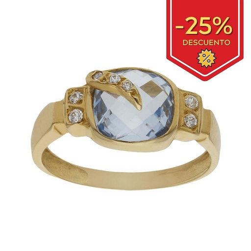 SORTIJA ORO 18KL - PIEDRA AZUL + CIRCONITAS