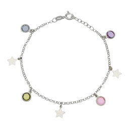 [AG269] PULSERA ESTRELLAS + PIEDRAS PLATA 925MM