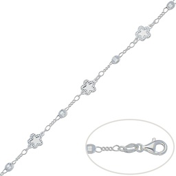 [AG160] PULSERA FLORES + BOLAS PLATA 925MM