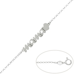 [AG256] PULSERA MAMA + CORAZON PLATA 925MM 