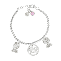 [AG3215] PULSERA MI HISTORIA BOLAS MAMA PLATA 925MM