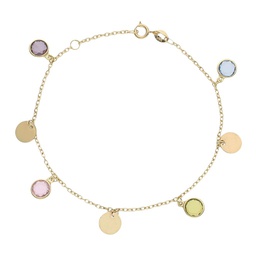 [PU1397] PULSERA MINI CHARMS CIRCULO + PIEDRAS ORO 18KL