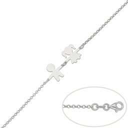 [AG166] PULSERA NIÑO + NIÑA PLATA 925MM