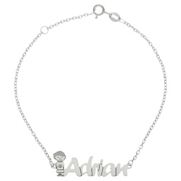 [PU1175] PULSERA NIÑO + NOMBRE ORO BLANCO 18KL