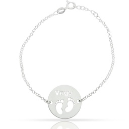 [AG224] PULSERA NOMBRE + PIES PLATA 925MM