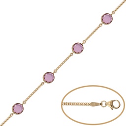 [PU1018] PULSERA ORO 18KL BISMARK PIEDRA ROSA