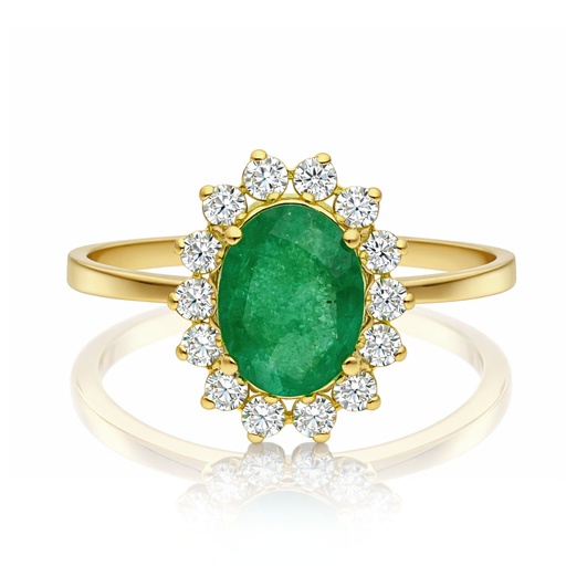SORTIJA ORO 18KL ESMERALDA FINA + CIRCONITAS