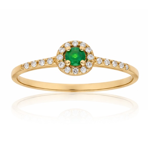 SORTIJA ORO 18KL ESMERALDA FINA + CIRCONITAS