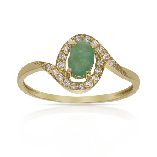 SORTIJA ORO 18KL ESMERALDA FINA CIRCONITAS