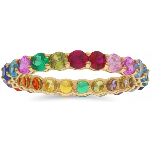 SORTIJA ORO 18KL INFINITY ARCOIRIS PIEDRAS EN COLOR - 3MM