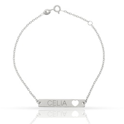 [PU1339] PULSERA ORO BLANCO 18KL CHAPA + CORAZON