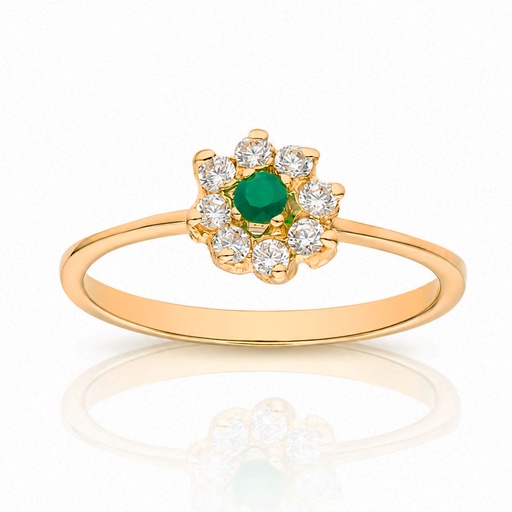 SORTIJA ORO 18KL PIEDRA CENTRAL VERDE