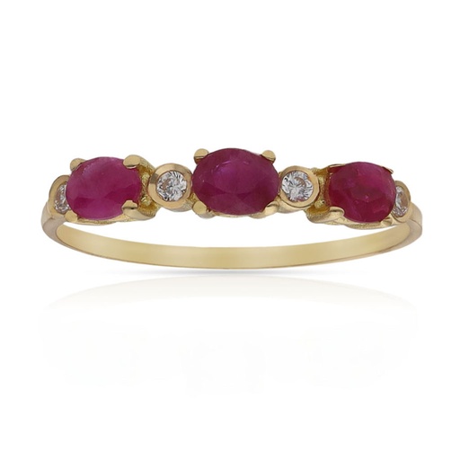 SORTIJA ORO 18KL RUBIES FINOS + CIRCONITAS