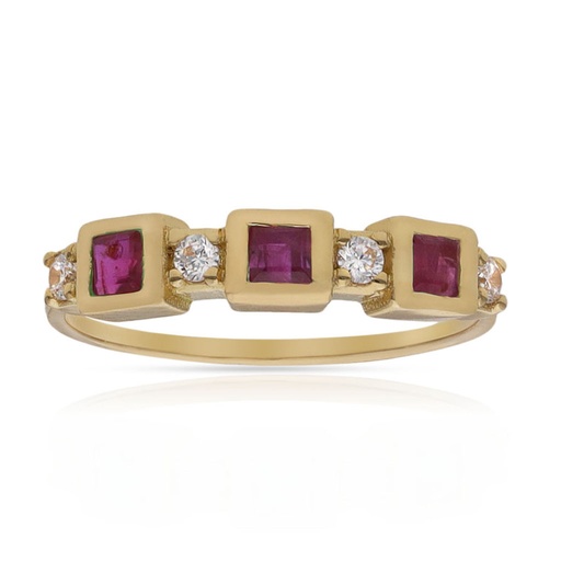 SORTIJA ORO 18KL RUBIES FINOS + CIRCONITAS