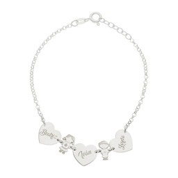 [AG323] PULSERA PLATA 925MM CORAZONES + NIÑOS