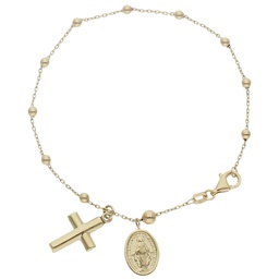 [PU1400] PULSERA ROSARIO ORO 18KL CRUZ + MILAGROSA