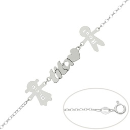 [AG248] PULSERA TITA + NIÑOS PLATA 925MM 