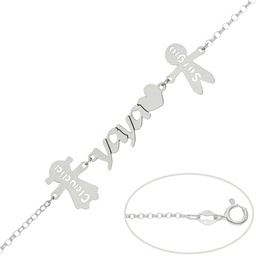 [AG249] PULSERA YAYA + NIÑOS PLATA 925MM 